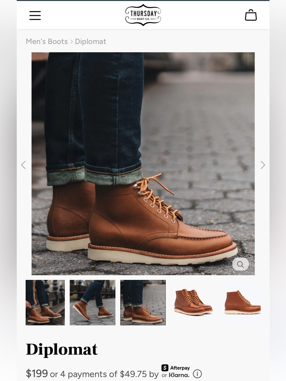 THURSDAY BOOT COMPANY Sz 11.5 Diplomat Brown Leather Boots Orig $200 Exc Cond